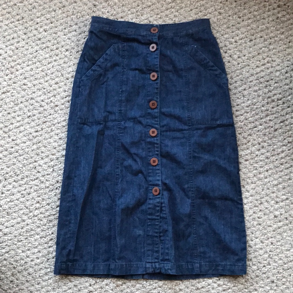 Jean mid length skirt